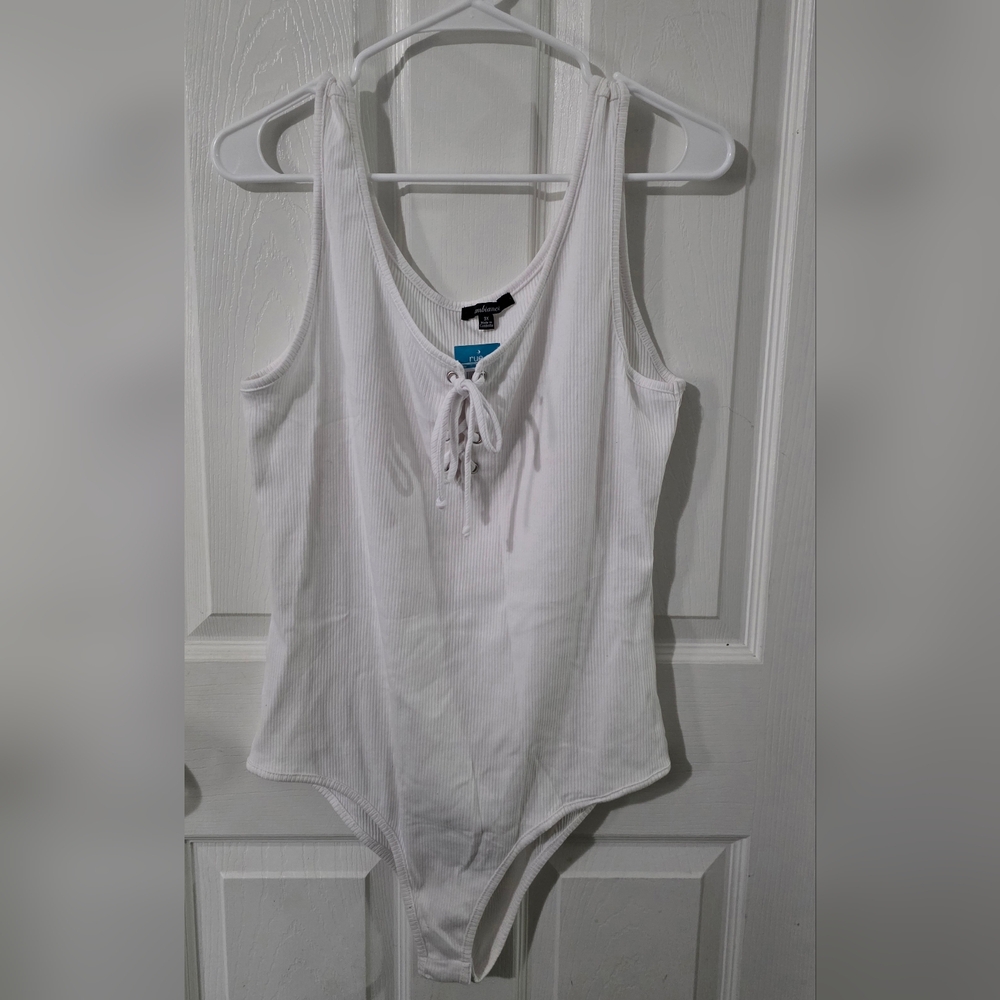 NWT 3X Rue21 White Lace-Up Tank Top Bodysuit